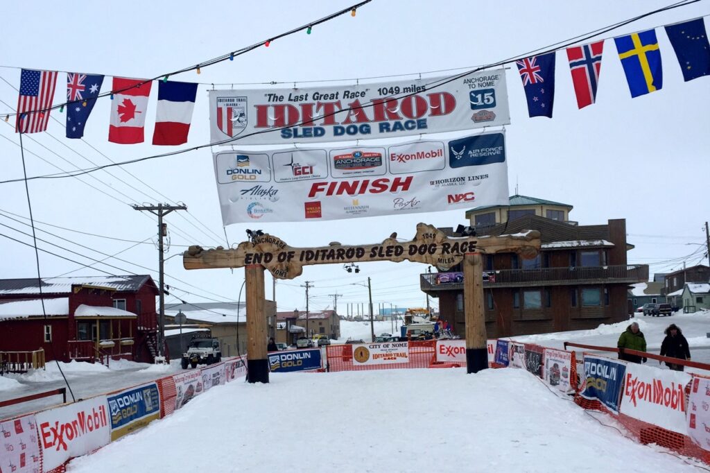 Iditarod checkpoint Jason Mackey Nome Burled Arch Finish Line 2015